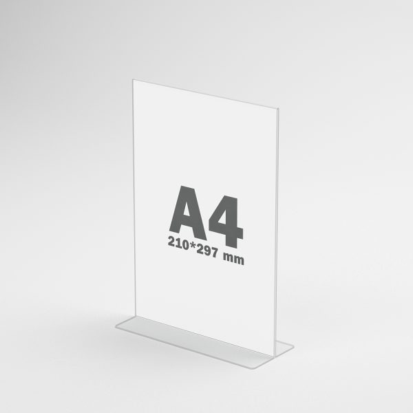 Plexisklový držiak na menu A4, na výšku