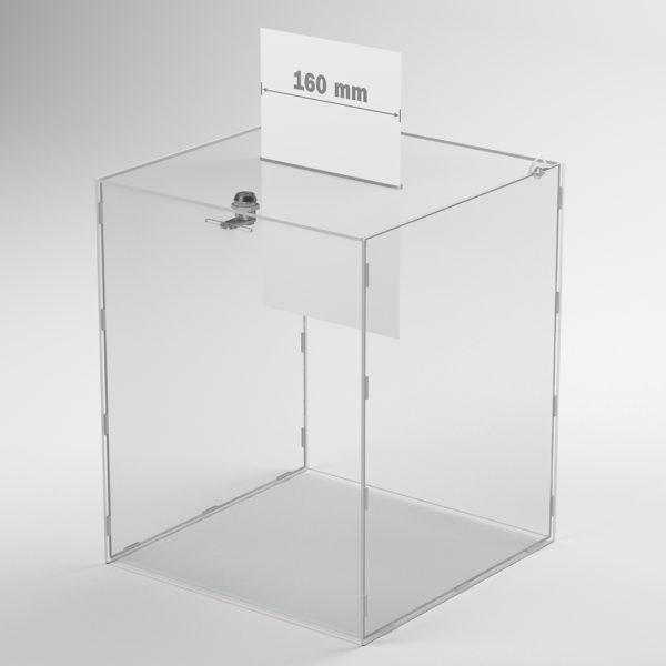 Hlasovacia urna 30x30x37 cm z plexiskla, číra