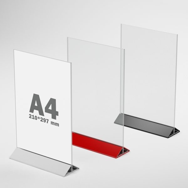 Plexisklový stojan na jedálny lístok A4, farebný